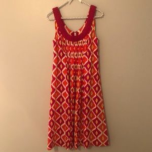 Tory Burch Sleeveless Geometric Silk Pleated Dress